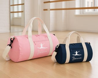Personalised Dance Barrel Bag - Ballet Dance Bag with Name, Gift for Dancers & Gymnasts