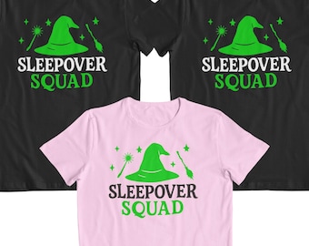 Halloween Witches Sleepover Squad Girls T-Shirt Personalised Name on the Back