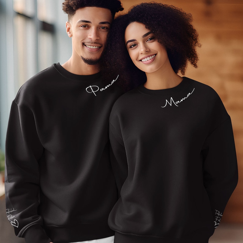 Personalised Mum Sweatshirt with Kids Names on Sleeve, Custom Mama Sweater, Mother’s Day Gift for Mum, Wear Your Heart on Your Sleeve zdjęcie 9