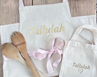 Kids Personalised Apron & Free Bag, Boys Apron, Girls Apron, Toddler Cooking Set Gift, Custom Gift Ideas, Christmas Easter Gift,Gift Bundles