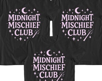 Midnight Mischief Club Sleepover T-Shirt: Magical Girls Party, Personalised