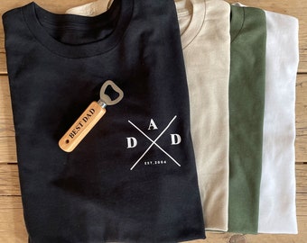 Personalised Dad Date EST T-Shirt & Bottle Opener EST Date, Fathers Day Gift Ideas, Custom Gift Ideas For Men