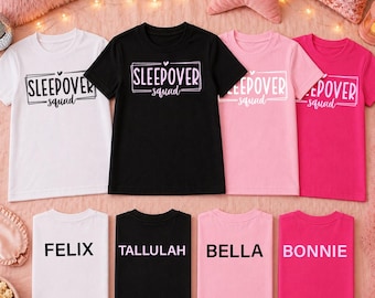 Sleepover Squad Kids T-Shirt – Personalised Sleepover Party Tee