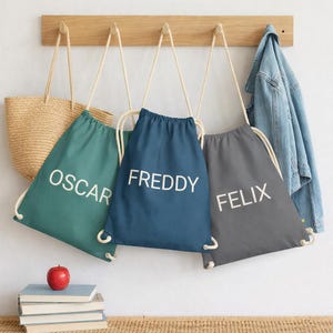 Personalised Kids PE Bag – Organic Cotton School Drawstring Gym Sack