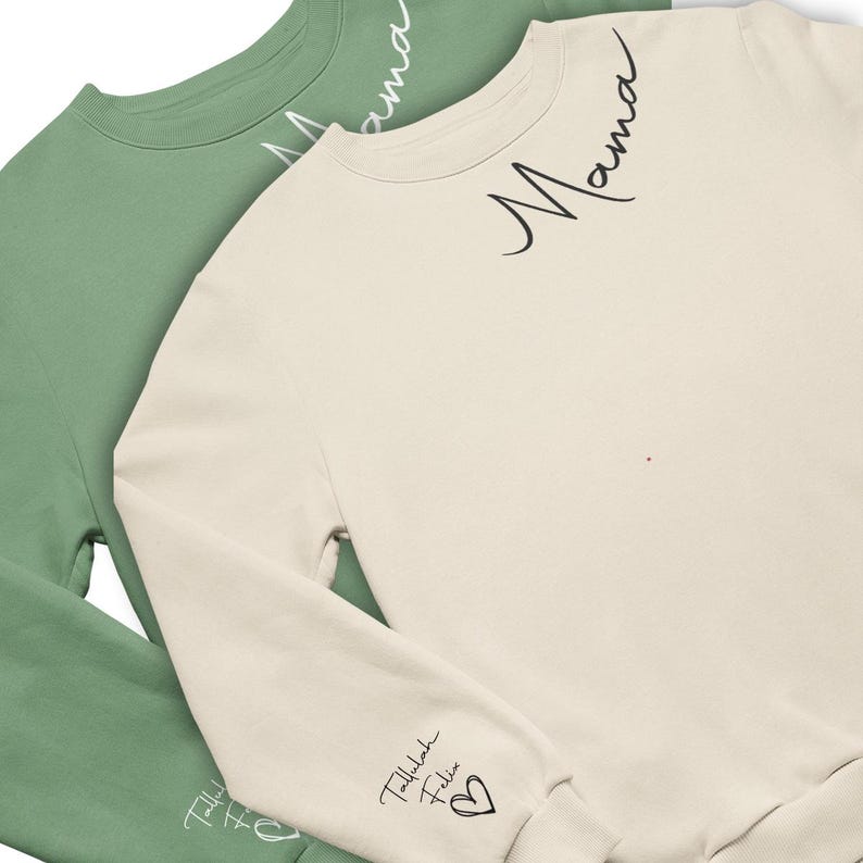 Personalised Mum Sweatshirt with Kids Names on Sleeve, Custom Mama Sweater, Mother’s Day Gift for Mum, Wear Your Heart on Your Sleeve zdjęcie 3