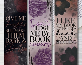 Bookmarks with illustrations, handmade, bookworm, book love, gift for book fans & family, bookmarks aesthetic, dark romance