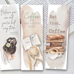 Bookmarks with illustrations, handmade, bookworm, book lover, gift for book fans & family, bookmark aesthetic