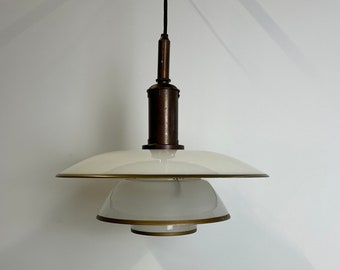 Poul Henningsen PH 4/4 Frosted Glass & gold edge pendant from 1928/29