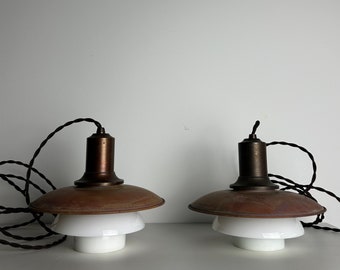 Pair of 1930s Poul Henningsen pendants in patinated Copper model 2/2