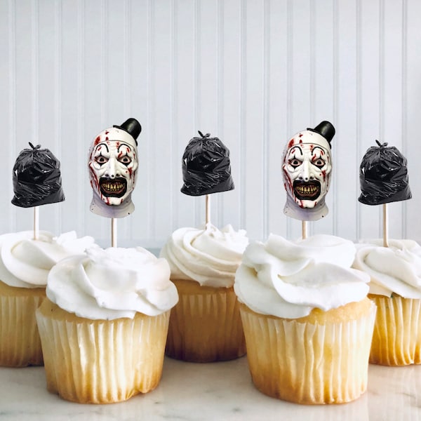 Halloween cupcake Toppers , Terrifier, Jason, pennywise, Terrifier Banner