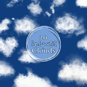 Cloud Clipart | Fluffy Cloud Overlay PNG Bundle | Painted Clouds | Commercial Use & DIY