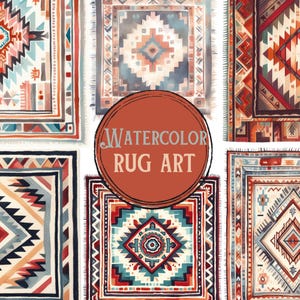 Sud-ouest des cliparts | Ensemble de tapis Southwest aquarelle PNG | Usage commercial et bricolage
