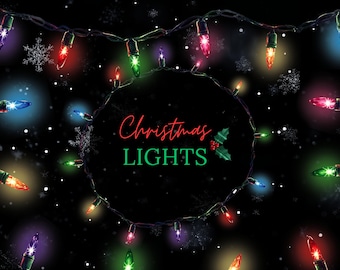 Kerstclipart | Bundel met gloeiende kerstlichtjes in PNG-formaat | Commercieel gebruik & DIY