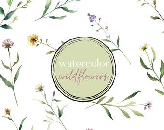 Commercial Use Wildflower Art, Watercolor Wildflowers, Printable Wildflowers PNGs