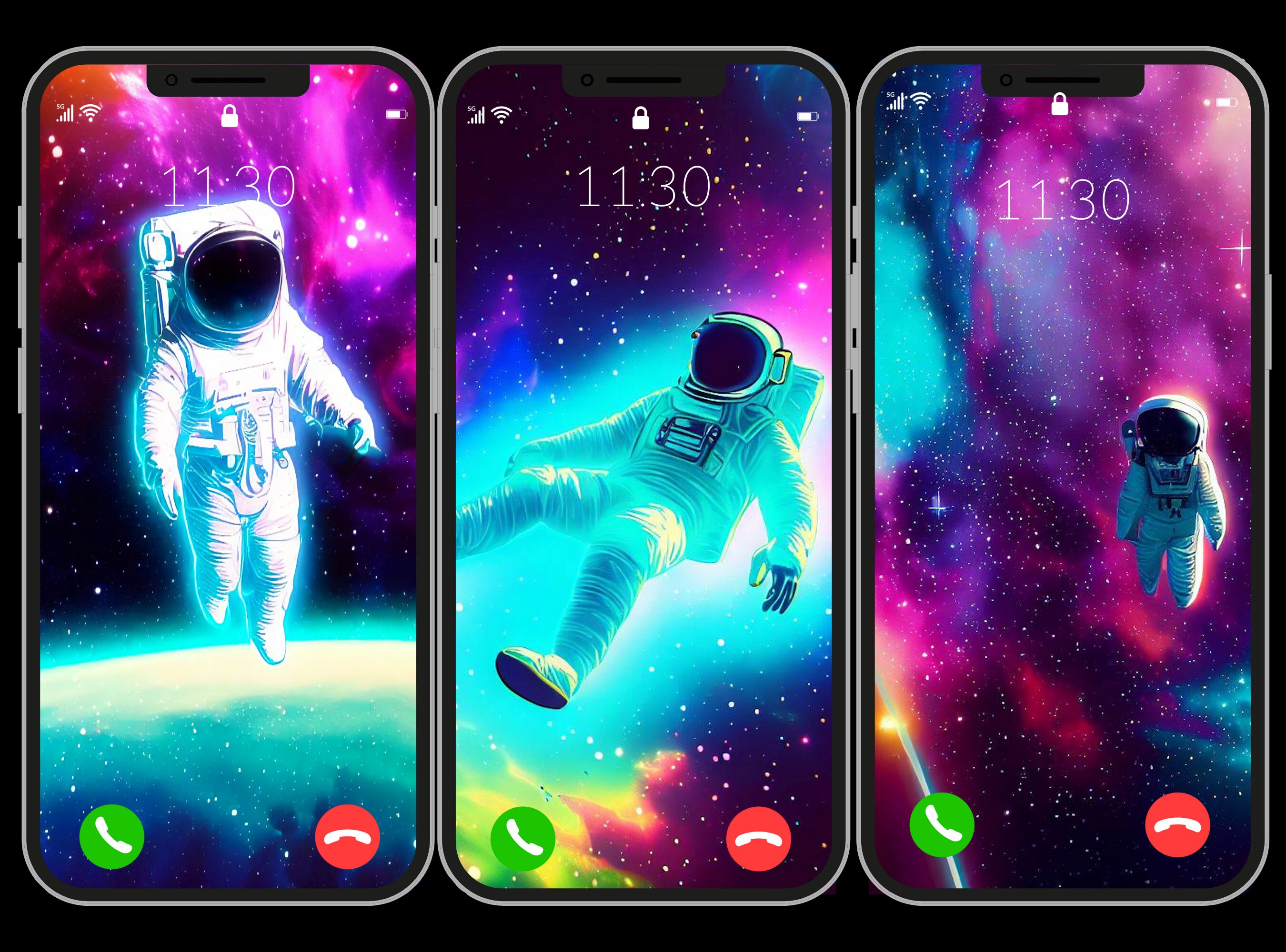 5 Neon Astronaut in Space Aesthetic Background Digital - Etsy