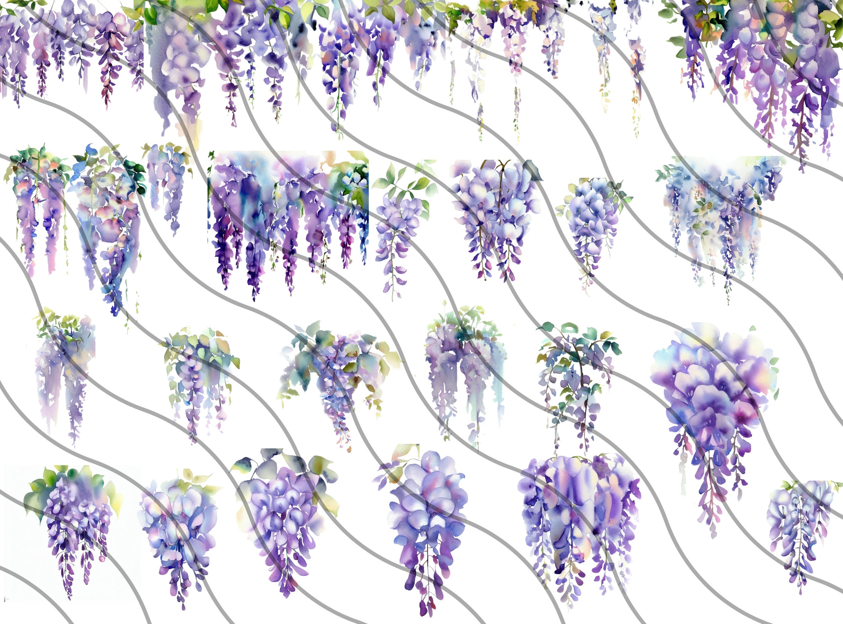 23 Watercolor Wisteria Clipart Florals for Commercial Use - Etsy