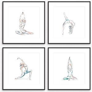 Pacote de clipart de poses de ioga em aquarela – 8 PNGs e JPEGs de ioga feminina (6×6″, 300 DPI) – Uso comercial