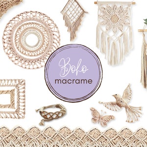 Macrame Clipart | Macrame PNG Bundle | Komercyjne zastosowanie i DIY