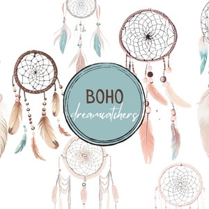 Dreamcatcher Clipart Bundle - 10 illustrazioni PNG di alta qualità per progetti di arte murale, artigianato e stampa su richiesta