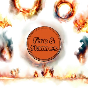 Clipart de feu | Ensemble PNG aquarelle flammes et feux | Usage commercial et bricolage