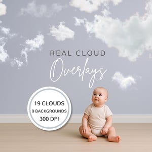 Cloud Overlay PNG Bundle: Realistic Sky Backgrounds for Photography (Digital Download)