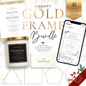Goldener Rahmen Clipart | Social-Media-Grafiksammlung | Unbegrenzte kommerzielle Nutzung
