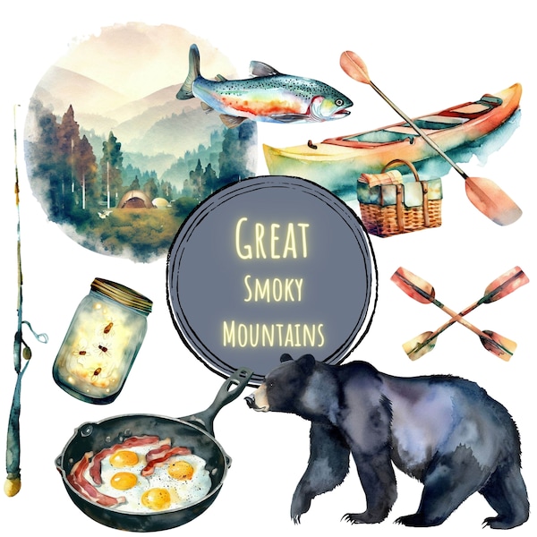 Commercial Use Smoky Mountain Camping Vacation Clipart
