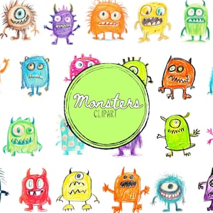 Monster Clipart | Niedliches kindliches Monster PNG Bündel | Kommerzielle Nutzung & DIY