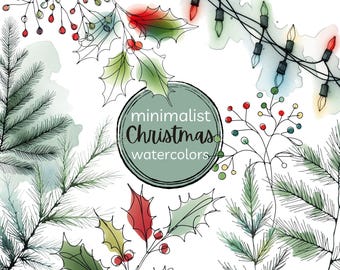 Christmas Lights Clipart Bundle: Minimalist Colored Christmas PNG Set