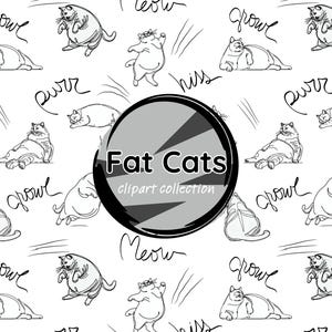 Cat Clipart | Funny Doodles Fat Cat PNG Bundle | Commercial Use & DIY