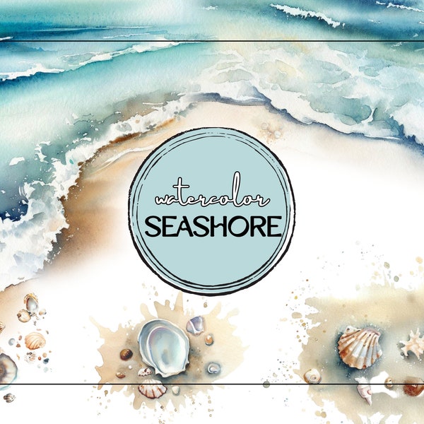 Commercial Use Watercolor Beach Clipart 300 DPI, Seashore clipart, Beach Clipart PNG Bundle