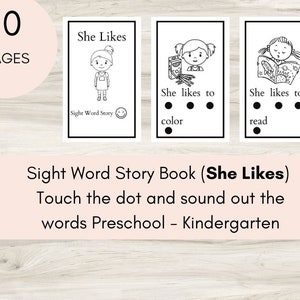 Libro di storie con parole a vista (She Likes) - Tocca il punto e pronuncia le parole Scuola materna - Asilo
