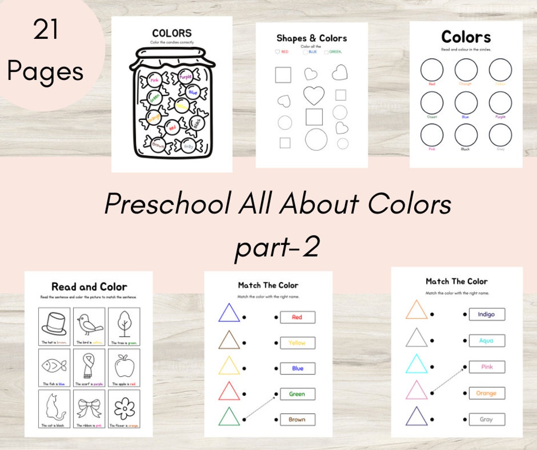 Preschool Colors Worksheet: Toddler Coloring Pages (digital Download ...
