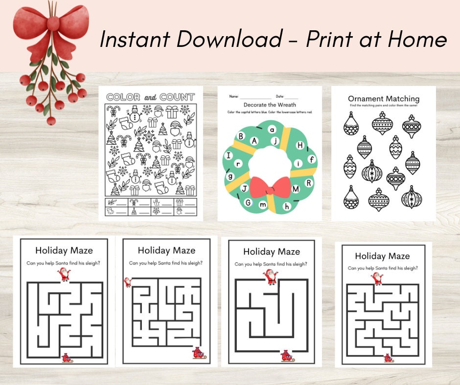 Winter, Holiday, Christmas Worksheet Bundle Preschool and Kindergarten ...