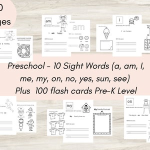 PreK and Kindergarten Sight Words