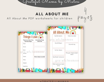 All About Me Printable: Fun & Interactive Kids' Activity, PDF Digital file