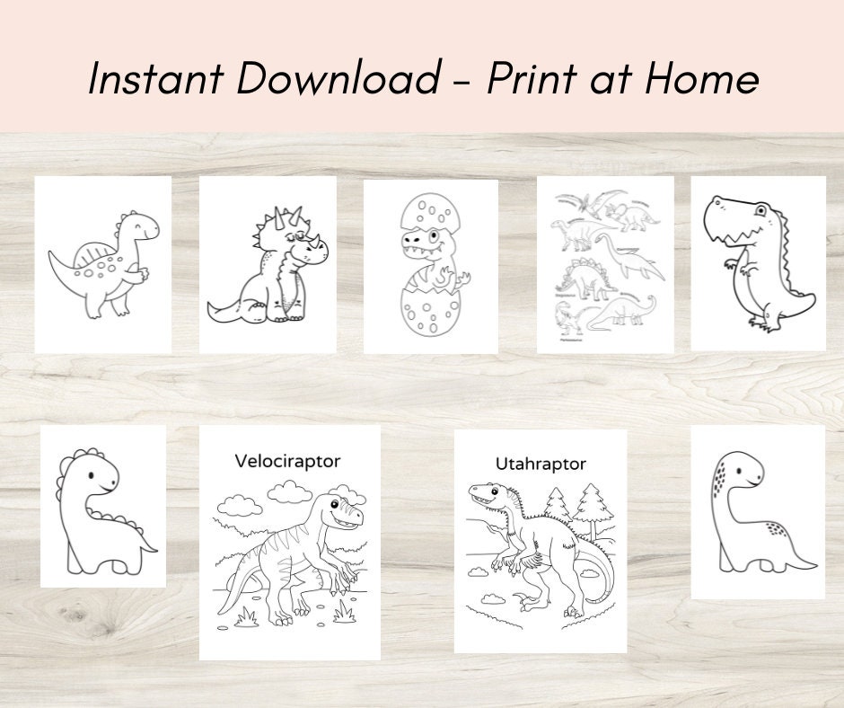 Dinosaur Coloring Pages - Etsy