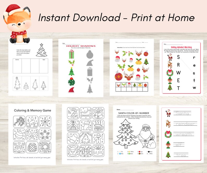 Winter, Holiday, Christmas Worksheet Bundle Preschool and Kindergarten ...