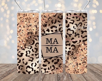 | Mama Custom Cup Tumbler personnalisé de 20 oz| Maman | | d’or Guépard| Mama Design| Gobelet