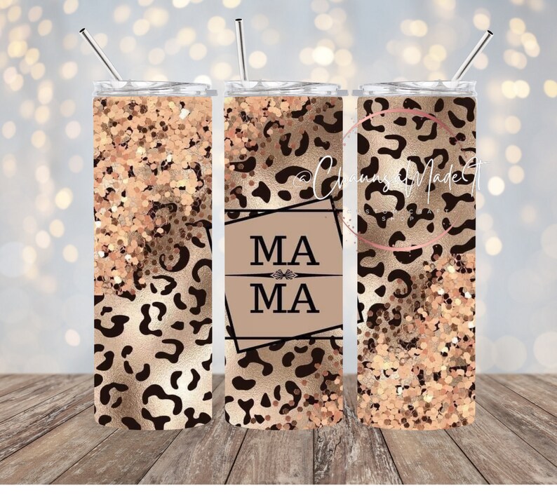 Mama Custom Cup Custom 20 oz Tumbler Mama Gold Cheetah Mama Design Tumbler afbeelding 1