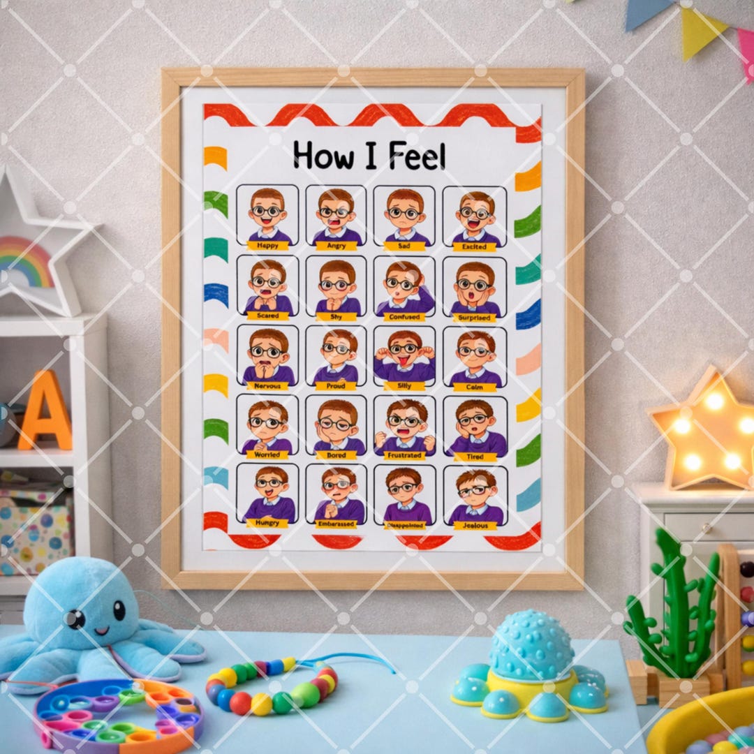 Personalised Feelings Chart for Kids | Autism Emotion Chart ...