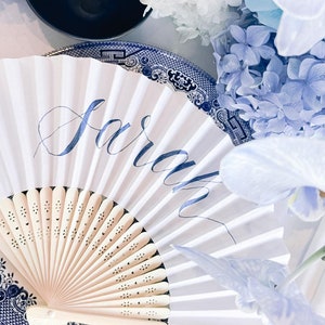 Wedding Hand Fan in a Gift Box. Personalized Folding Fan With Name