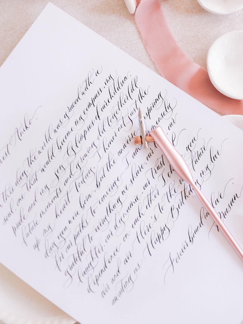 Handmade Calligraphy Letter: Personalized Keepsake With Silk Ribbon ...