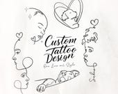 Face Line Tattoo, Custom Tattoo Design from Photo, Fine Line Portrait, Single Line Drawing, Personalized Commission