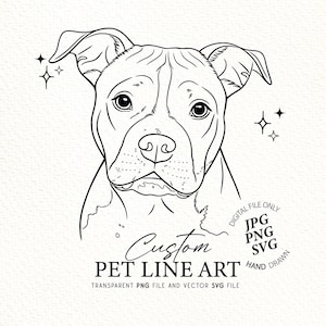 Custom Pet Line Drawing - Pet Line Art Hand-drawn Customized Pet Portrait Tattoo, Digital Pet Sketch, Cartoon Dog Tattoo Commission