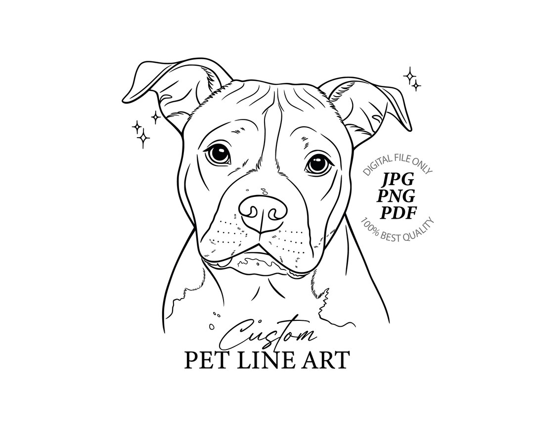 Custom Pet Line Drawing - Pet Line Art Hand-drawn Customized Pet ...