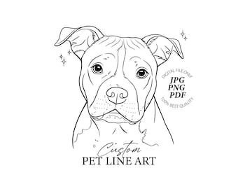 Custom Pet Line Drawing - Pet Line Art Hand-drawn Customized Pet Portrait Tattoo, Digital Pet Sketch, Cartoon Dog Tattoo Commission