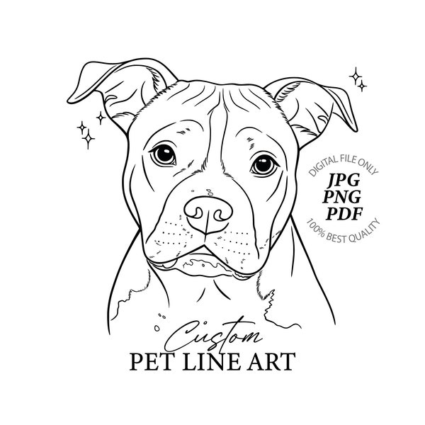 Custom Pet Line Drawing - Pet Line Art Hand-drawn Customized Pet Portrait Tattoo, Digital Pet Sketch, Cartoon Dog Tattoo Commission