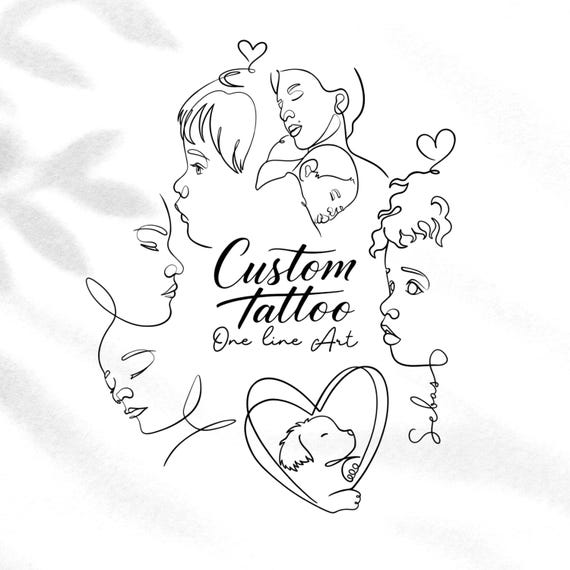 Face Line Tattoo, Custom Tattoo Design from Photo, Fine Line Portrait, Single Line Drawing, Personalized Commission