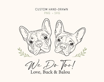 Custom Pet Face Portrait, Hand Drawn Dog Cat Line Art, Fine Line Sketch, Pet Outline Drawing, SVG Gift